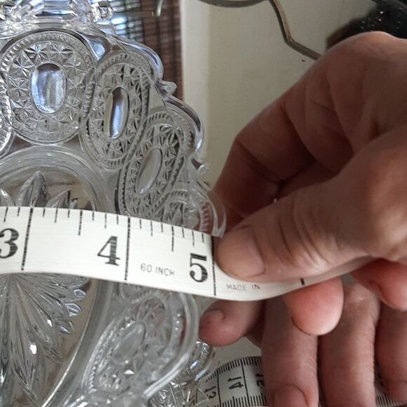 1930S CRYSTAL‎ Engraved Wedding Ring Pattern Dish - Picture 6 of 6